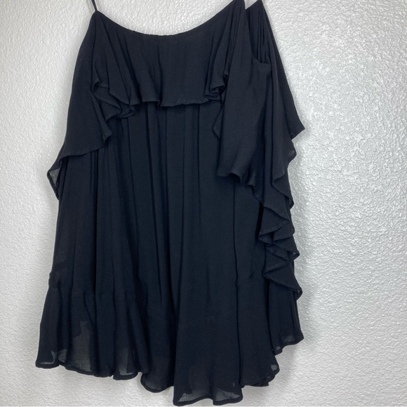 Free People Cascades Black Ruffle Tank Top XS Semi Sheer Flowy Top - Picture 5 of 14